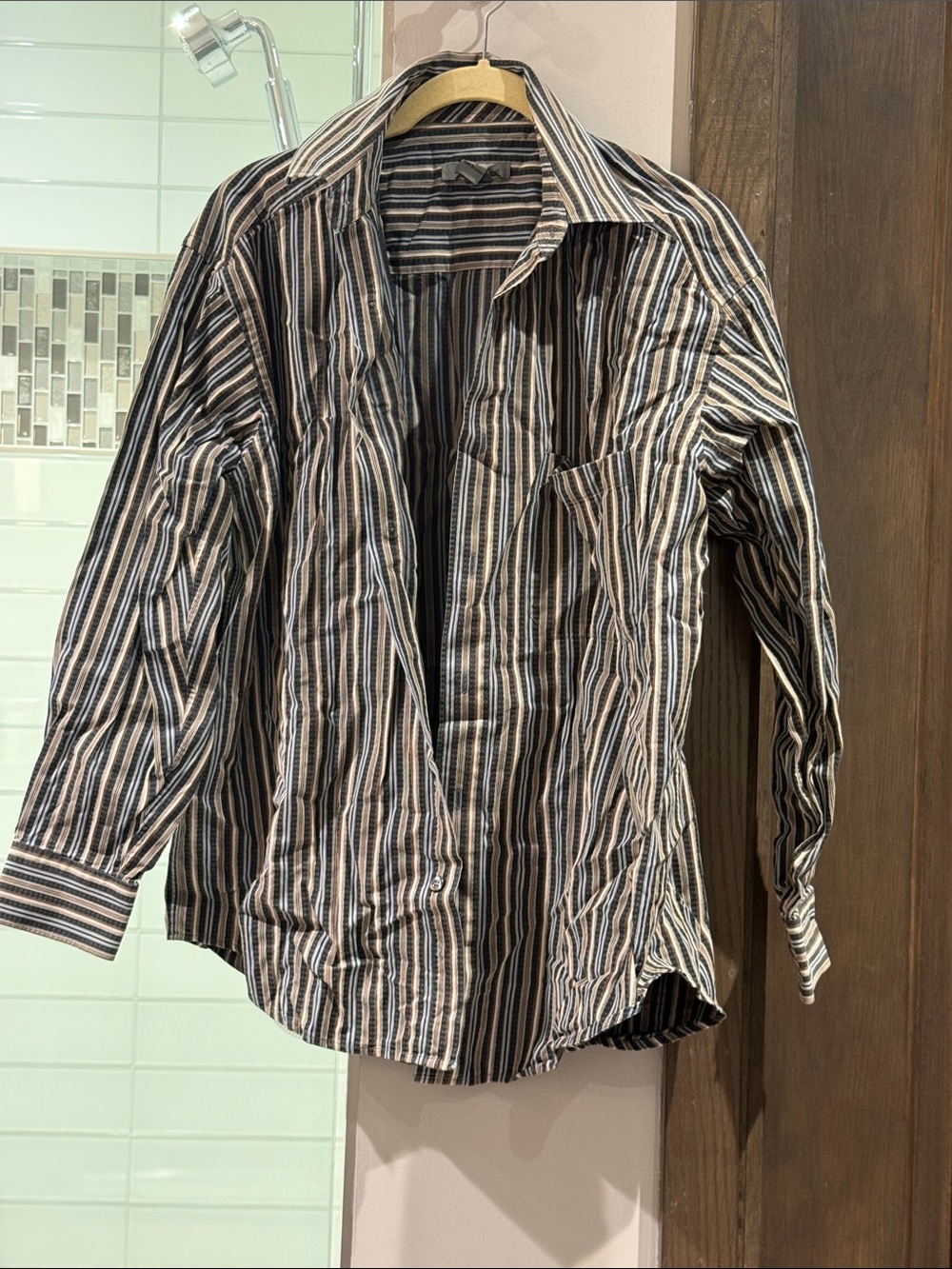 Men's Striped Button-Up Shirt - Black & White